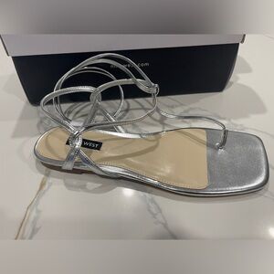 Nine West Metallic Silver Strappy Sandals